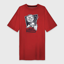 Футболка женская-платье Лунная программа, цвет: красный