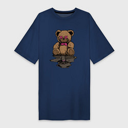 Женская футболка-платье Плюшевый медвежонок и его отражение