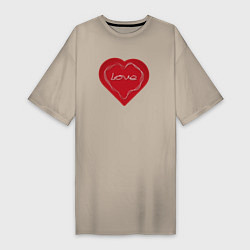 Женская футболка-платье Сердце тонкая геометрия