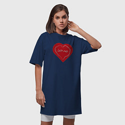 Футболка женская-платье Сердце тонкая геометрия, цвет: тёмно-синий — фото 2