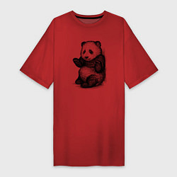 Футболка женская-платье Детеныш панды, цвет: красный