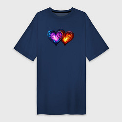 Женская футболка-платье Горящие сердца