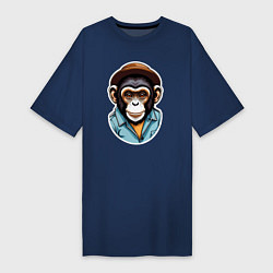 Женская футболка-платье Портрет обезьяны в шляпе