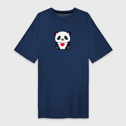 Женская футболка-платье Малыш панды с сердечком