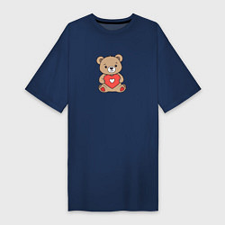 Женская футболка-платье Медвежонок с сердечком