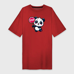 Женская футболка-платье Милая панда со знаком стоп