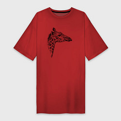 Футболка женская-платье Жираф в профиль, цвет: красный