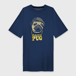Футболка женская-платье Notorious pug, цвет: тёмно-синий