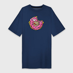 Футболка женская-платье Homer donut, цвет: тёмно-синий