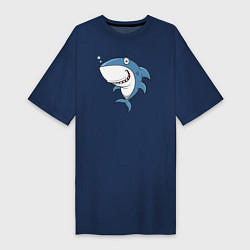 Футболка женская-платье Cute shark, цвет: тёмно-синий