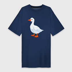 Женская футболка-платье Гусь белый нарисованный