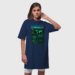 Футболка женская-платье Cyberpunk streetwear, цвет: тёмно-синий — фото 2