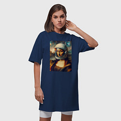 Футболка женская-платье Mona Lisa astronaut - neural network, цвет: тёмно-синий — фото 2