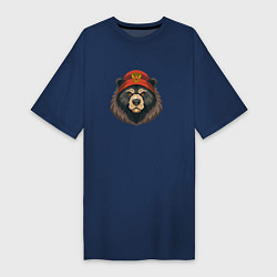 Женская футболка-платье Русский медведь в шапке с гербом