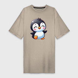 Женская футболка-платье Маленький радостный пингвинчик
