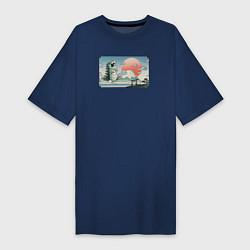 Женская футболка-платье Монстр горы Фудзи