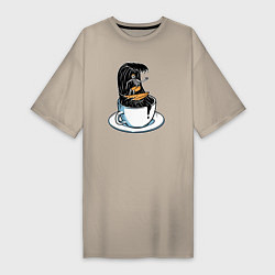 Женская футболка-платье Кофейный серфер