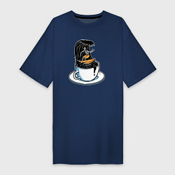 Футболка женская-платье Кофейный серфер, цвет: тёмно-синий