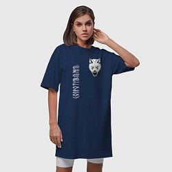 Футболка женская-платье Символика сопротивления - белый волк, цвет: тёмно-синий — фото 2