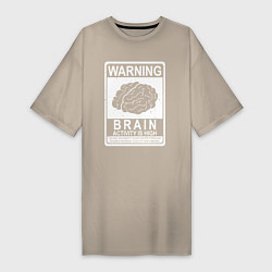 Женская футболка-платье Warning - high brain activity