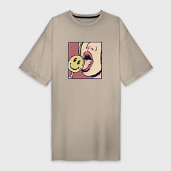 Женская футболка-платье Смайлик леденец