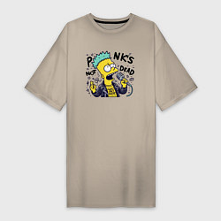 Женская футболка-платье Bart Simpson - punks not dead