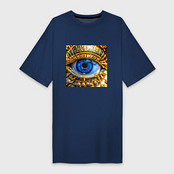 Женская футболка-платье Глаз металлический голубой в стиле стимпанк