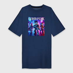 Женская футболка-платье Minecraft and cyberpunk - collaboration