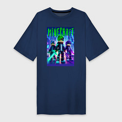 Женская футболка-платье Cyberpunk and Minecraft - collaboration