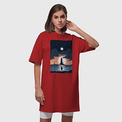 Футболка женская-платье Встреча с маяком, цвет: красный — фото 2
