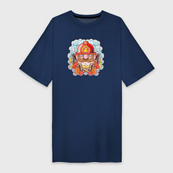 Женская футболка-платье Храбрый пожарный с усами