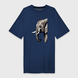 Футболка женская-платье Большой африканский слон, цвет: тёмно-синий