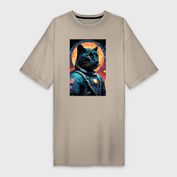 Женская футболка-платье Пантера бравый космонавт - нейросеть
