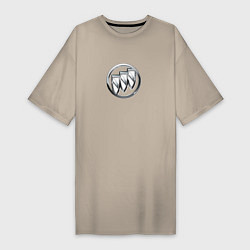 Футболка женская-платье Buick logo металик, цвет: миндальный