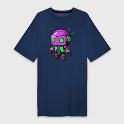 Женская футболка-платье Фиолетовый робот инопланетянин