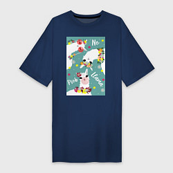 Женская футболка-платье Три ламы альпаки и цветы: no prob llama