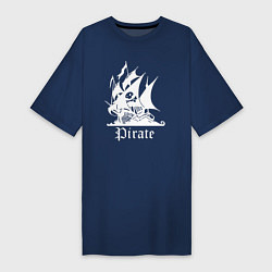 Женская футболка-платье Пиратский корабль весёлый Роджер