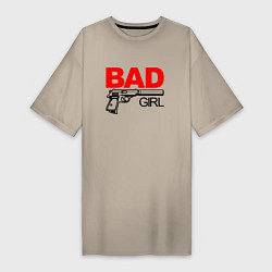 Женская футболка-платье Bad girl with gun