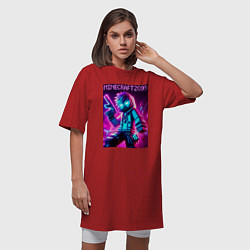 Футболка женская-платье Neon Minecraft - ai art, цвет: красный — фото 2