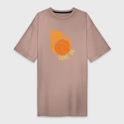 Футболка женская-платье Game on basketball, цвет: пыльно-розовый
