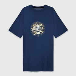 Футболка женская-платье Shine brighter than the stars, цвет: тёмно-синий