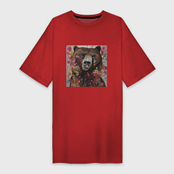 Женская футболка-платье Яркий медведь
