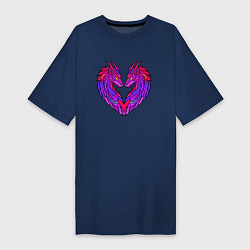 Женская футболка-платье Драконы и сердце