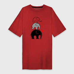 Женская футболка-платье Милые слоники