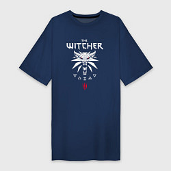 Женская футболка-платье Ведьмак 3 дикая охота логотип