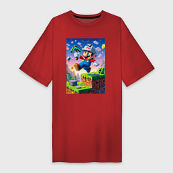 Женская футболка-платье Марио и Майнкрафт - коллаба