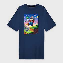 Женская футболка-платье Марио и Майнкрафт - коллаба