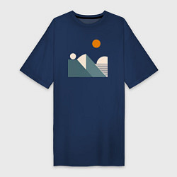Женская футболка-платье Горы и солнце минимализм абстакция