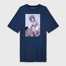 Женская футболка-платье Евангелион Рей Аянами кот