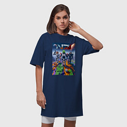 Футболка женская-платье Mass effect and Minecraft - ai art collaboration, цвет: тёмно-синий — фото 2